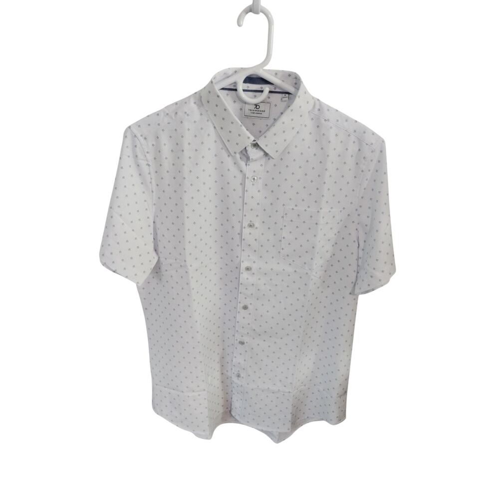 7D 7 Diamonds Mens Medium‎ Thiago Short Sleeve Stretch Seersucker Preppy Shirt